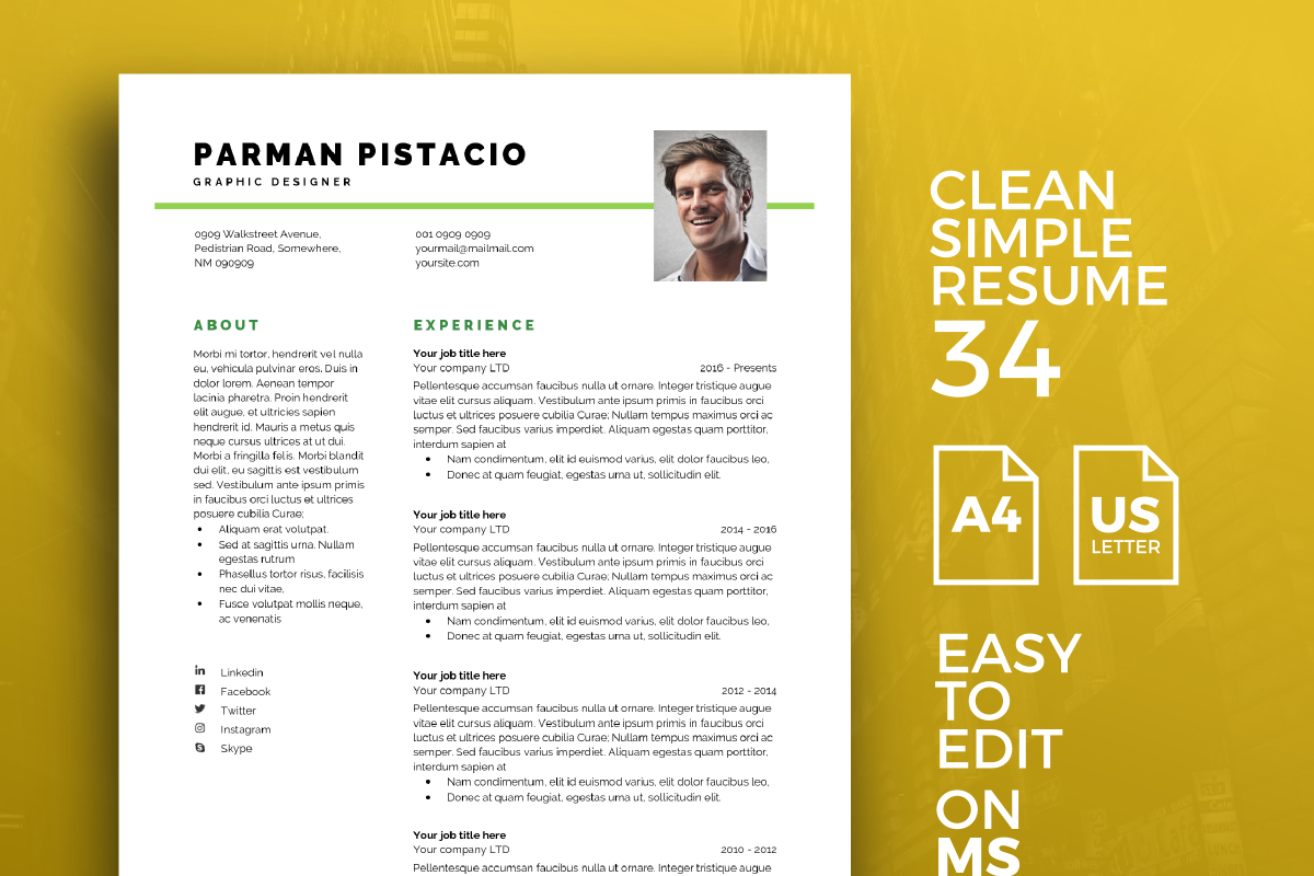 Resume Template 34, a Resume Template by graphicalcium (Photo 1 of 3)