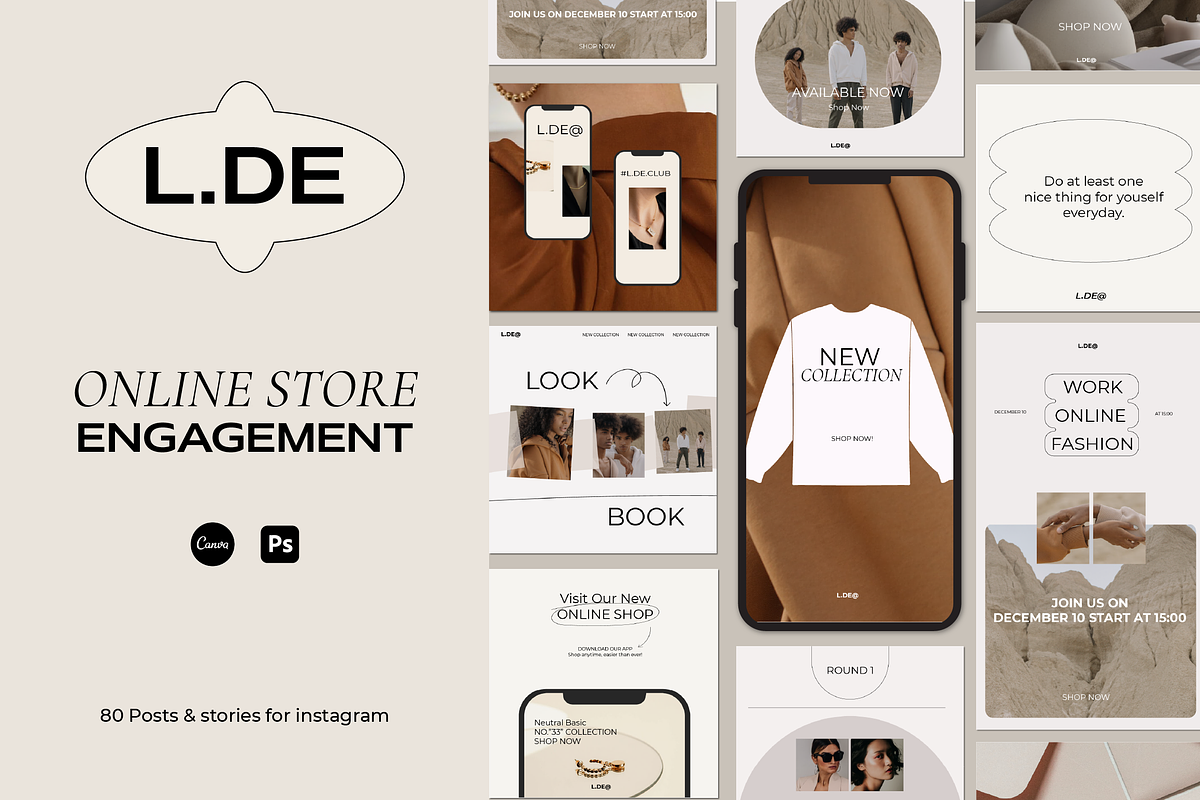 Online Store Engagement Kit CANVA PS, a Social Media Template by Kimo Studio (Photo 1 of 13)