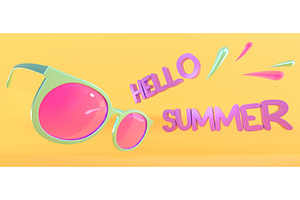 Hello Summer Banner With Fashion