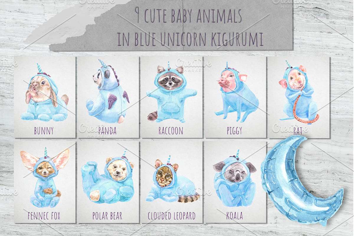 Cute Baby Unicorn Collection, an Animal Illustration by Cat In Colour (Photo 6 of 9)