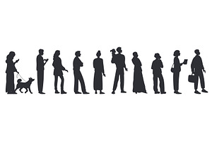Men, women and children stand in, a Person Illustration by Vectorbuum