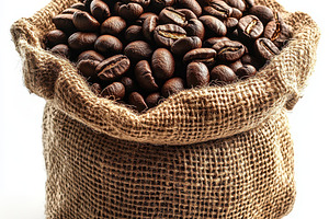 Roasted Coffee Beans in Burlap Sack, a Food & Drink Photo by Pixeness Studio
