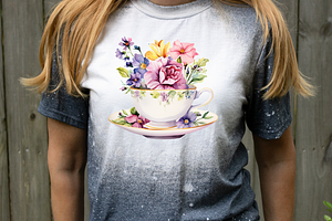 Watercolor Floral Vintage Teacup Cli