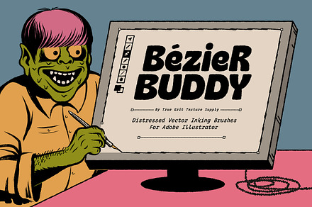Bézier Buddy Brushes for Illustrator, a Brush Add-On by True Grit Texture Supply