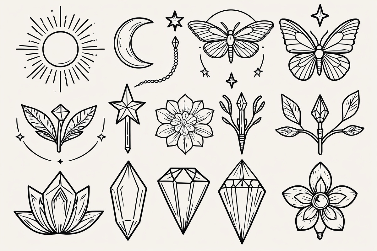 Mystic Boho Crystal & Nature Icons, an Illustration by Designer_Momina (Photo 3 of 7)