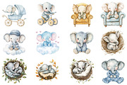 Watercolor Elephant Clipart, an Illustration by CitraGraphics (Thumbnail 2 of 5)