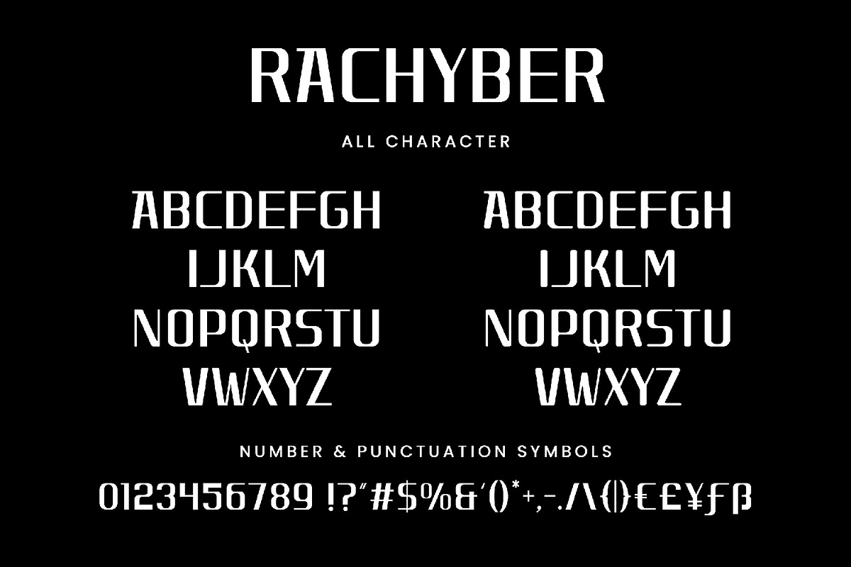 Rachyber - Futuristic Font, a Sans Serif Font by AQR Studio (Photo 7 of 8)