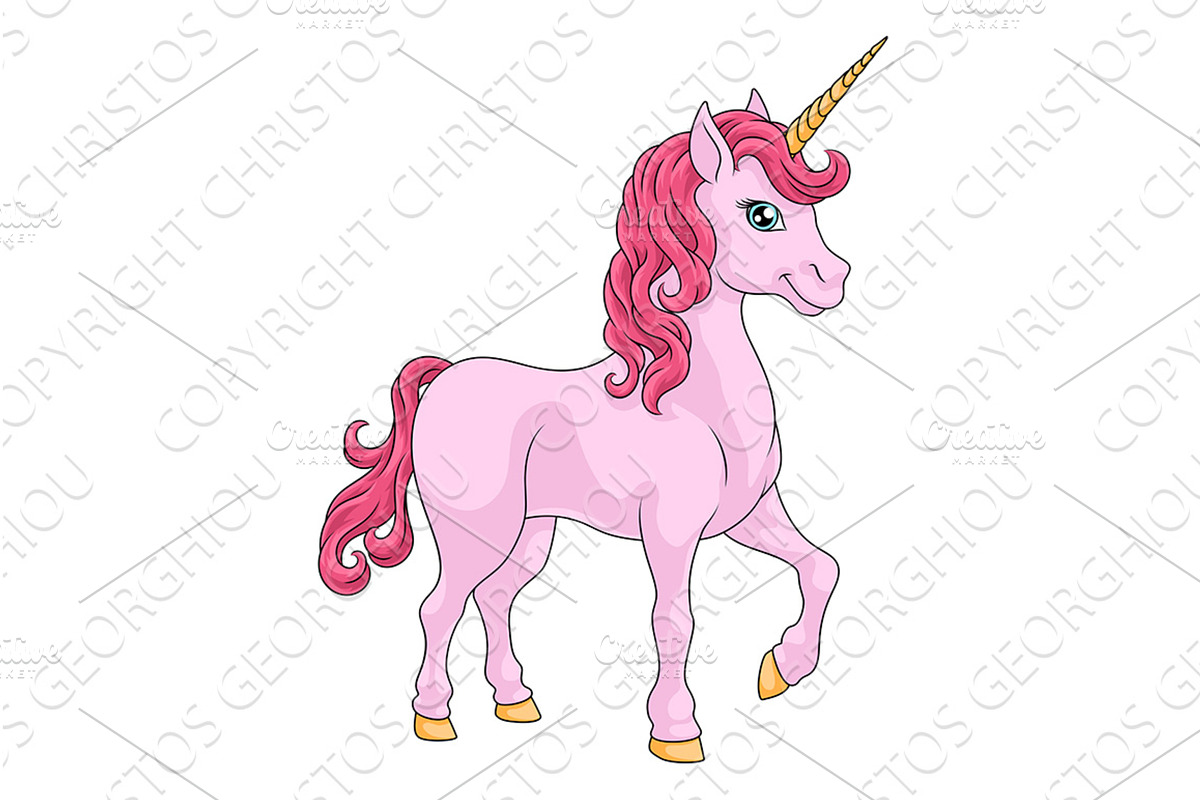 Unicorn Horn Horse Animal Cartoon, an Animal Illustration by Christos Georghiou
