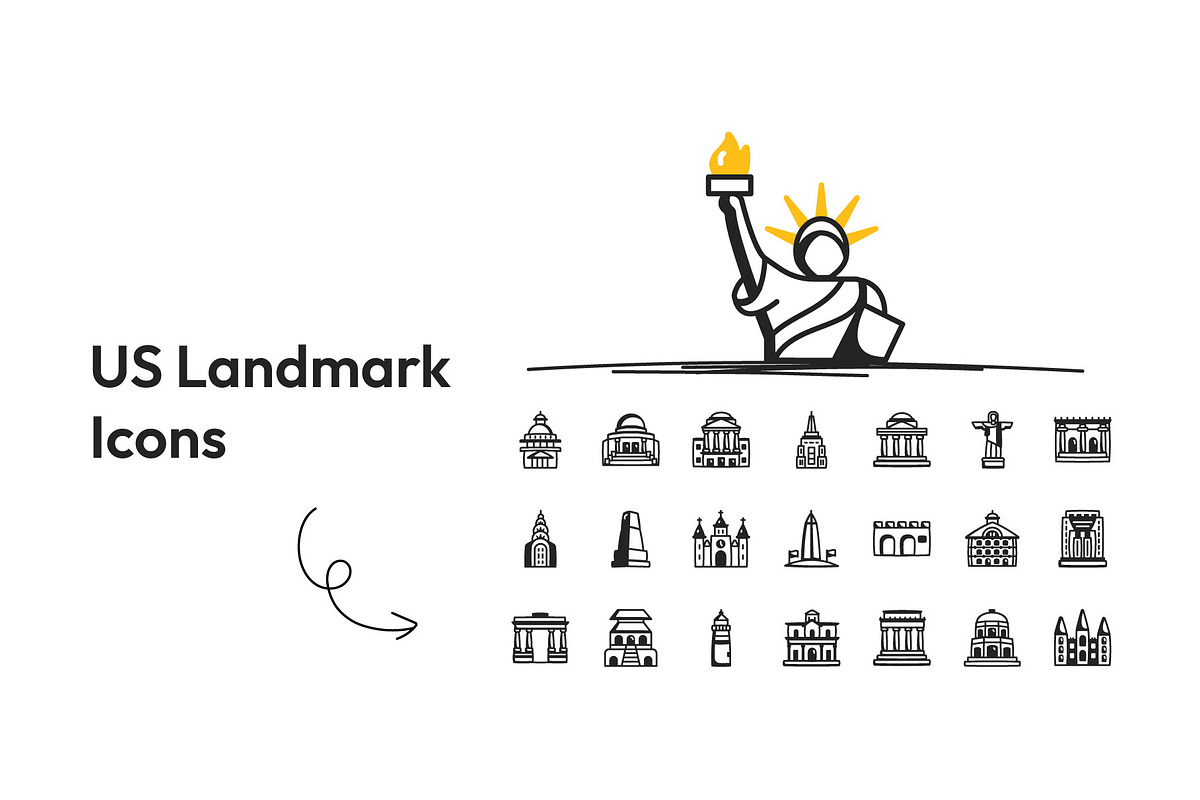US Landmark Icons, an Outline Icon by Prosymbols (Photo 3 of 7)