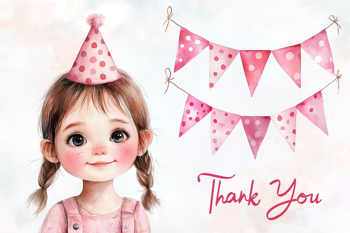 Pink Kids Birthday Clipart, an Illustration by RobertsArt (Photo 6 of 7)