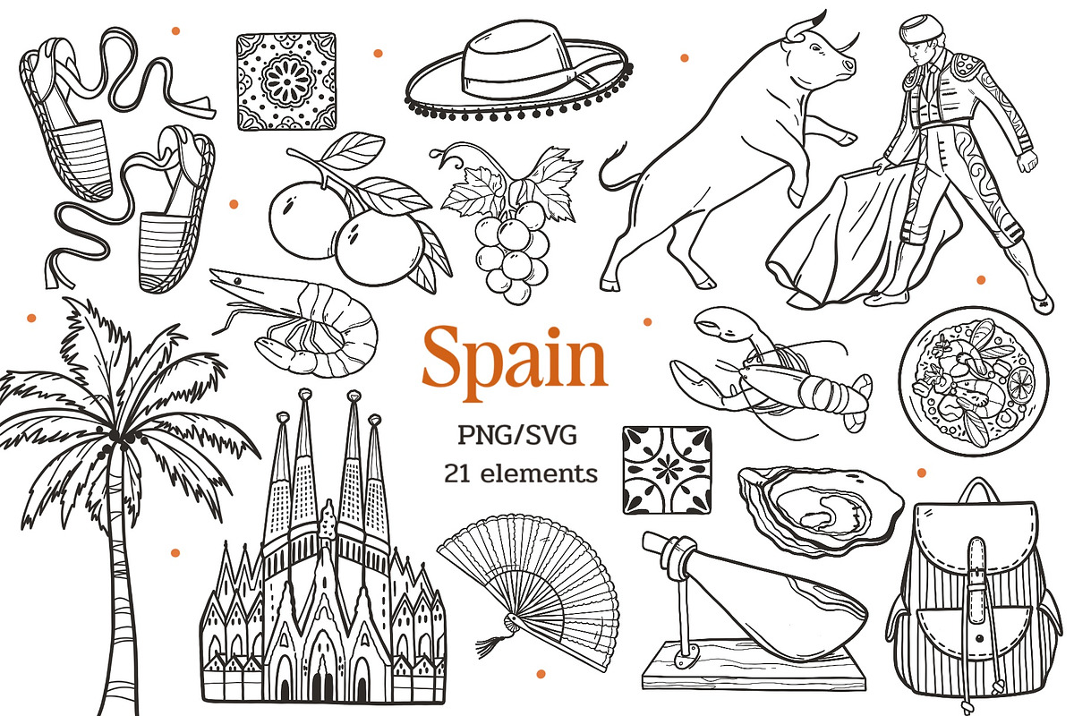 Spain Travel Clipart PNG SVG, an Object Graphic by ArtGiftsStudio (Photo 1 of 5)