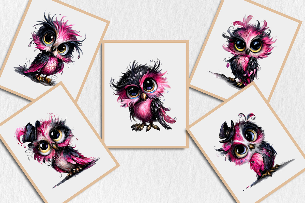 Whimsical Quirky Owl Clipart, a Seasonal Illustration by Rose Art (Photo 7 of 7)