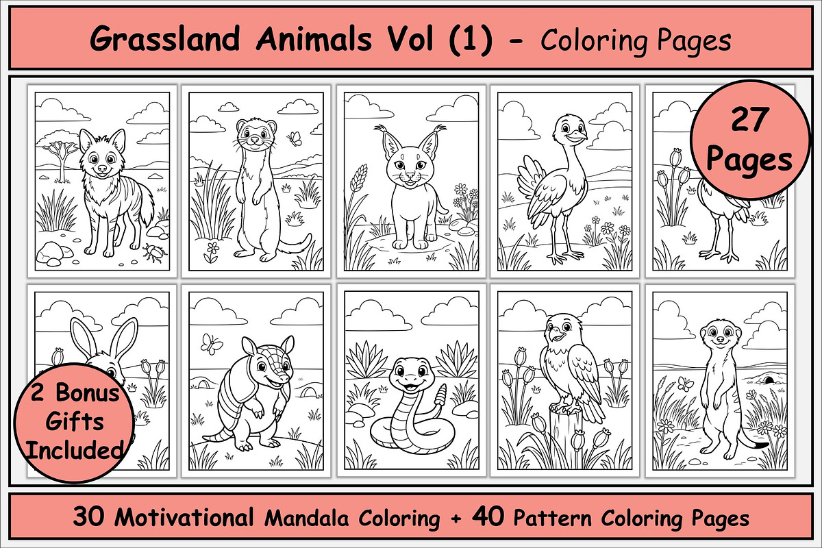 Grassland Animals Coloring Book, an Animal Illustration by Lamia Emad (Photo 1 of 5)