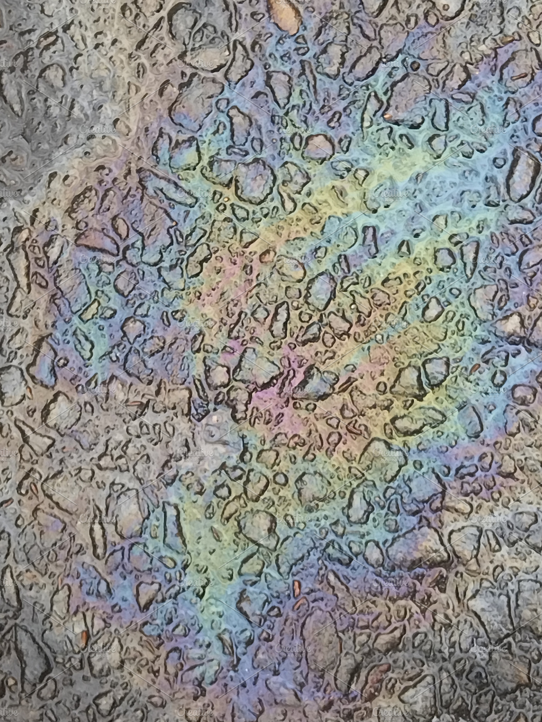 Overhead view of street with rainbow colors, an Abstract Photo by DanFLCreativo