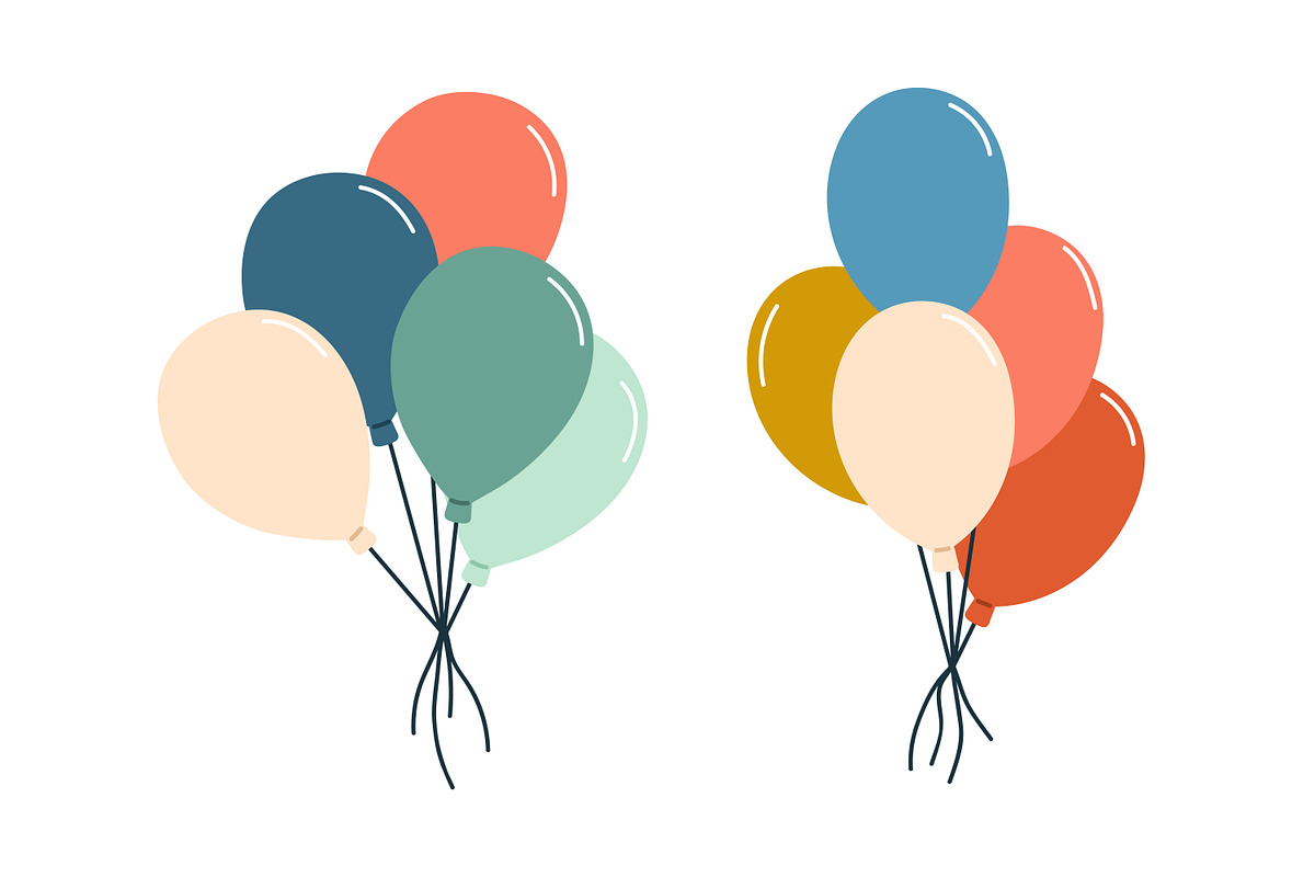 Holiday air balloons bunches set, an Object Illustration by Good Studio (Photo 2 of 7)