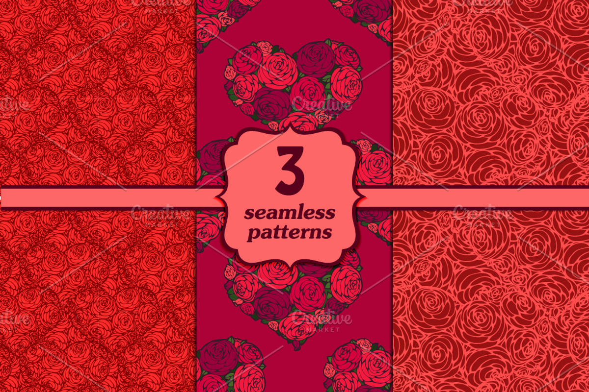 Seamless floral pattern set