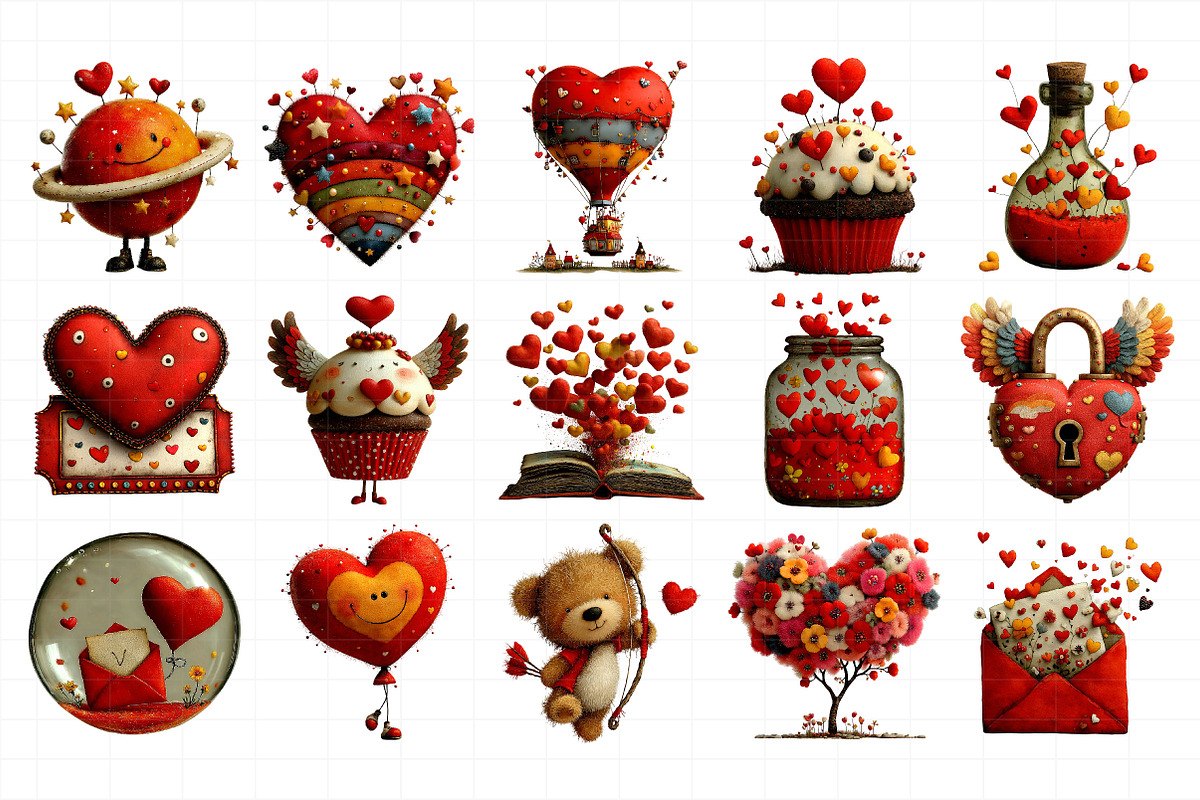 Whimsical Valentine Clipart, an Illustration by Daily.Designs (Photo 3 of 5)