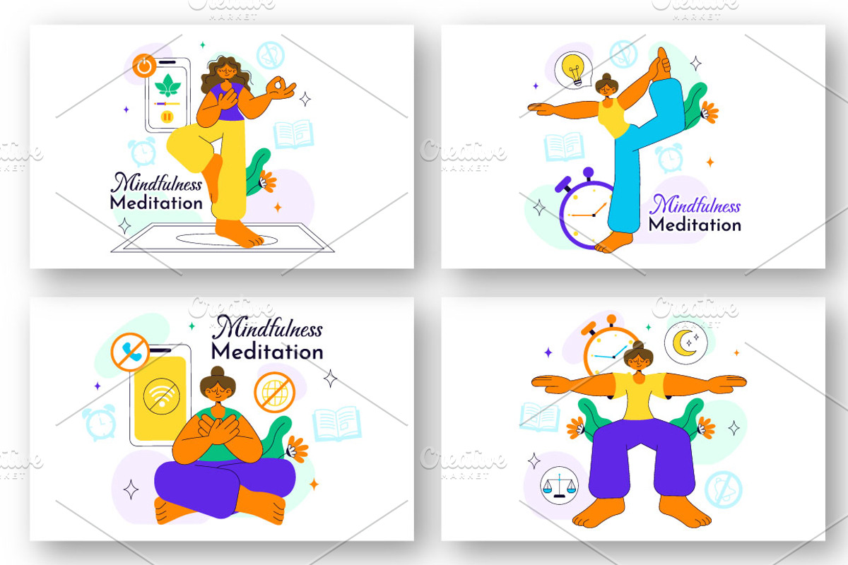 10 Mindfulness Meditation Practice, an Illustration by denayunebgt (Photo 3 of 4)