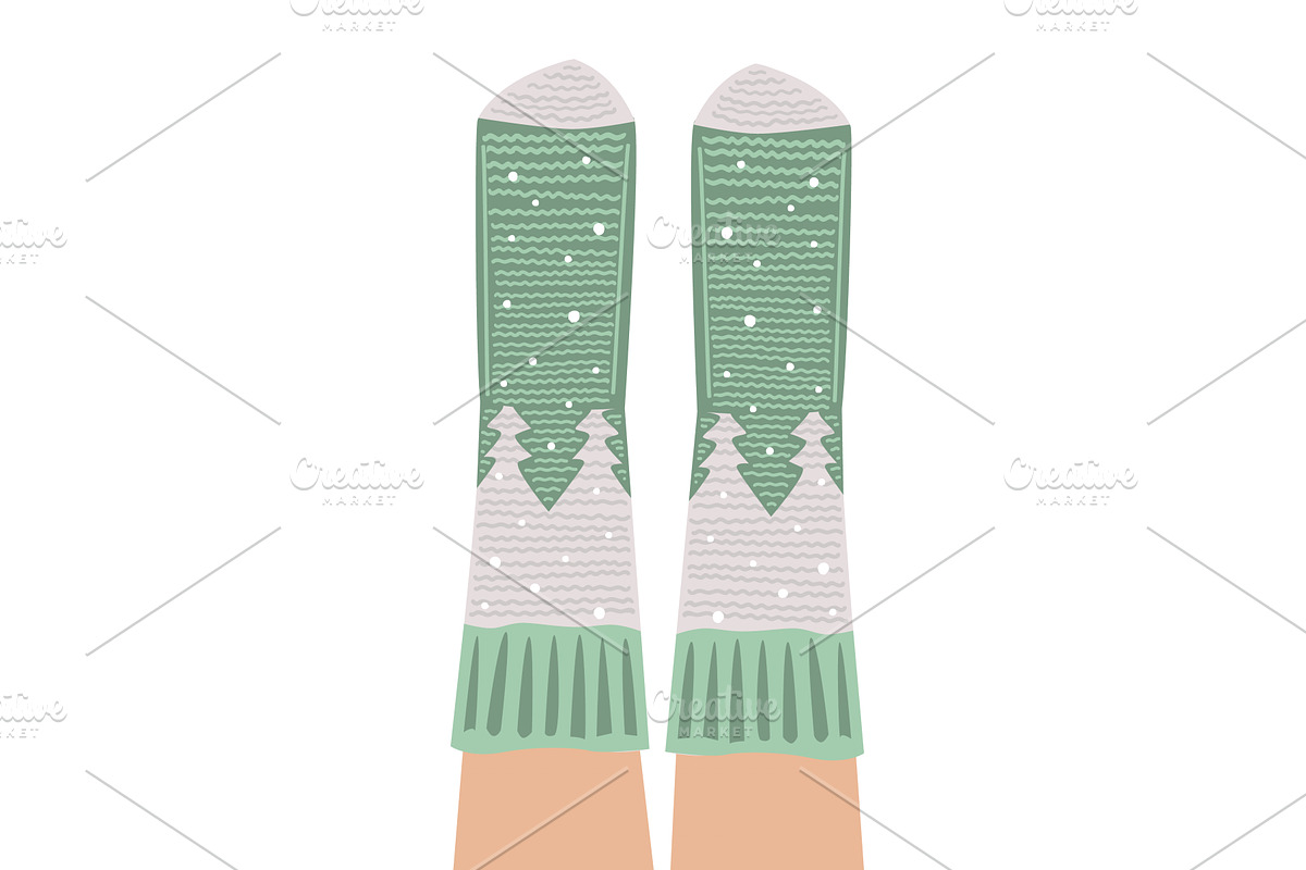 Female legs in woolen knitted socks, a Person Illustration by Toltemara