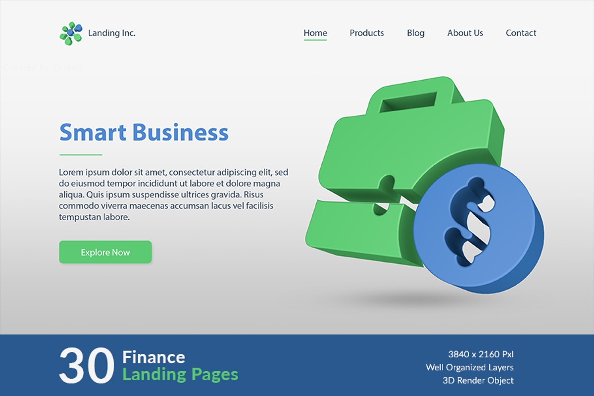 Finance Landing Pages, a Templates & Theme by Odeniz (Photo 3 of 31)