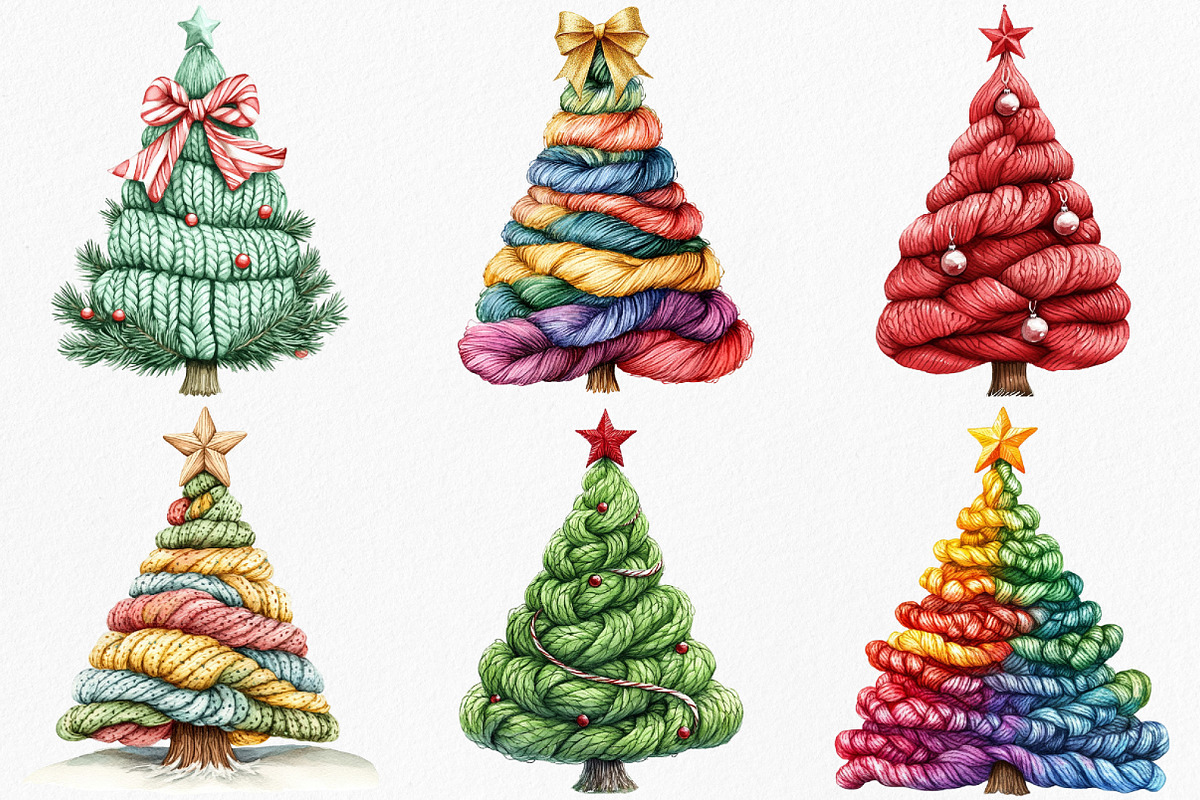 Watercolor Christmas Tree Clipart, an Illustration by Canvas Craft (Photo 4 of 8)