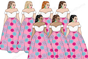 Flowers Girls Clipart, a Person Illustration by GlamArtZhanna (Thumbnail 3 of 4)