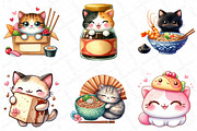 Kawaii Cat Japanese Food Clipart, an Illustration by DreamPrint404 (Thumbnail 2 of 6)