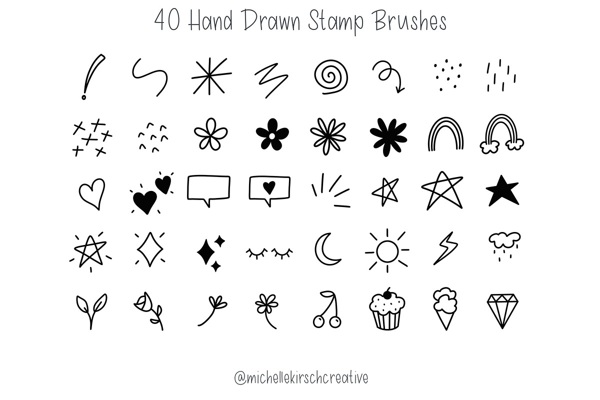 DOODLE BUNDLE - Procreate Stamps, a Brush Add-On by Michelle Kirsch Creative (Photo 3 of 32)