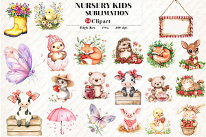 Watercolor Nursery Kids Clipart, an Illustration by Watercolor design