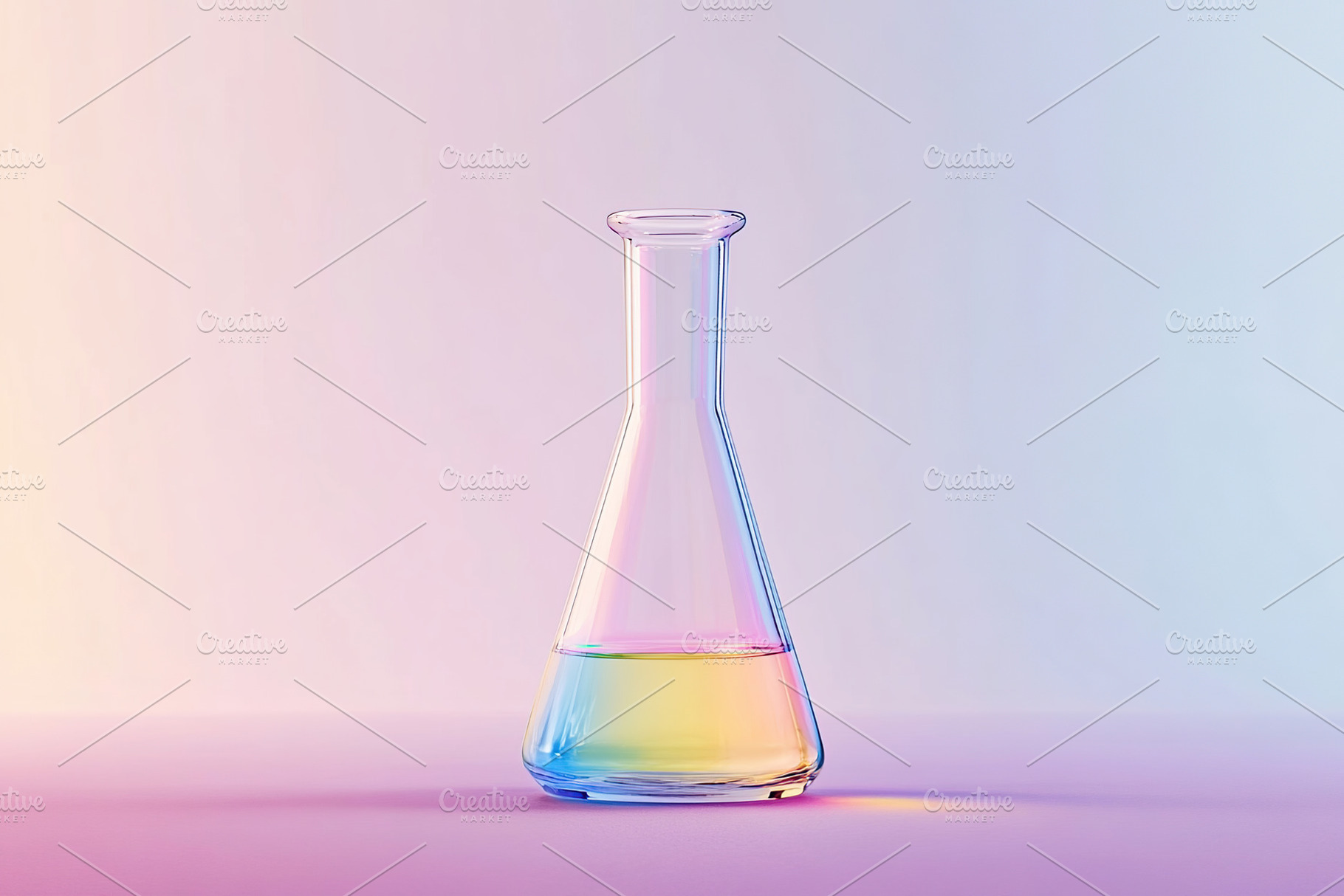 Laboratory glassware with liquid on pastel color background, a Health & Medical Photo by AlyaAnd
