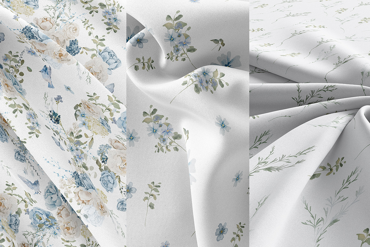 Watercolor Blue White flowers, a Decorative Illustration by Grace Noboa Illustrations (Photo 12 of 14)