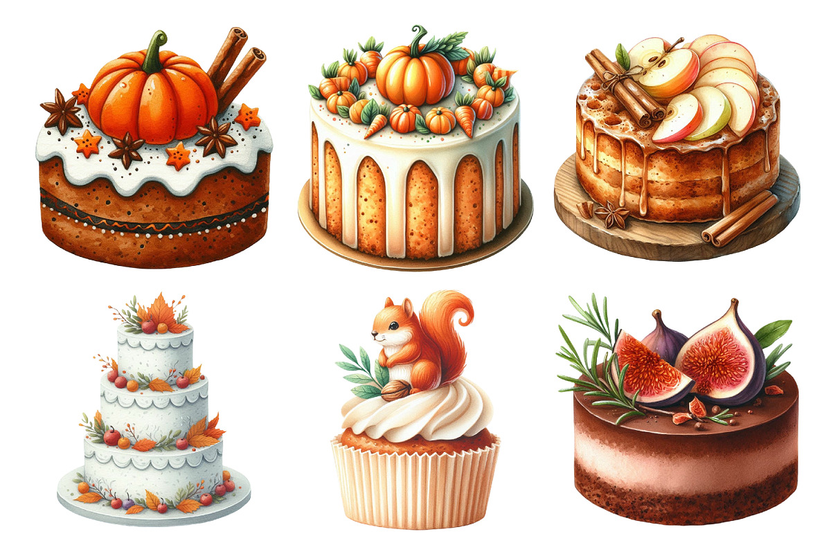 Autumn Cake Clipart Bundle, an Illustration by Daily.Designs (Photo 4 of 5)
