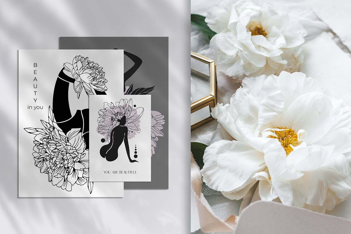 Female bodies and line art peonies, an Object Graphic by Vera●Suleimanova (Photo 11 of 17)