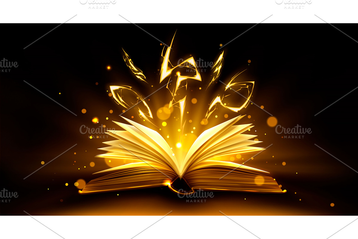 Magic book with yellow lightning, an Object Illustration by art PVP - market