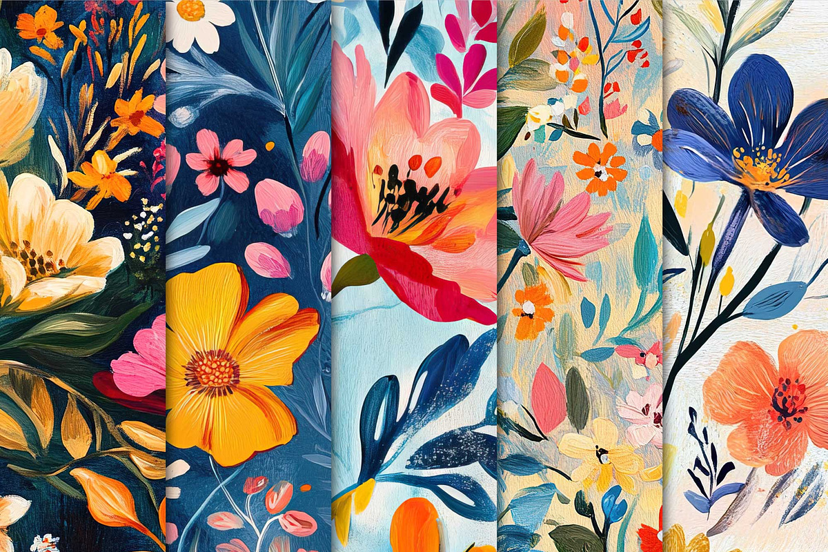 Flower Meadows Seamless Patterns, a Pattern Graphic by Maishop (Photo 2 of 4)