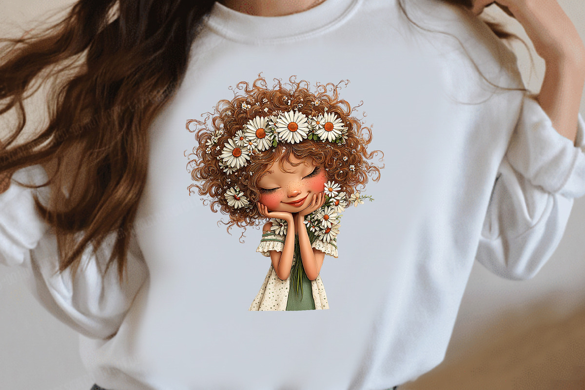 Whimsical Daisy Girls Clipart, an Illustration by Designworld (Photo 7 of 9)