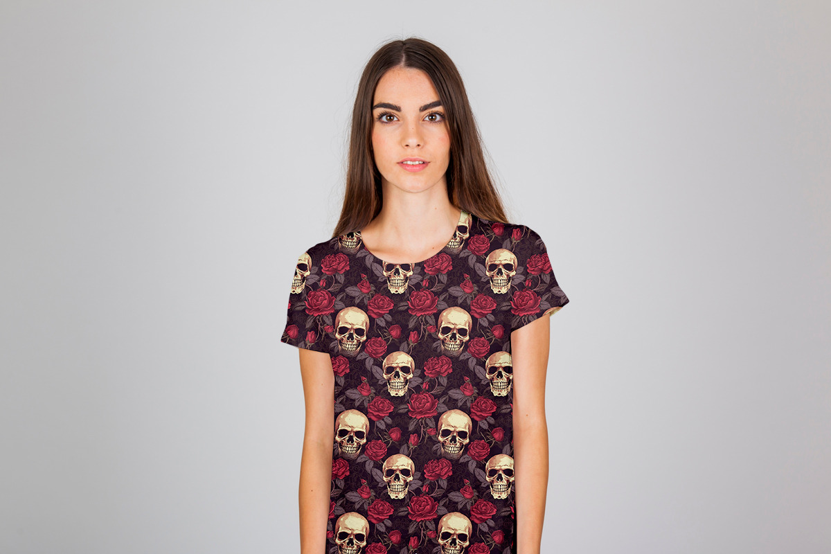 Gothic Skull Rose Seamless Pattern, a Pattern Graphic by HillTract (Photo 5 of 5)