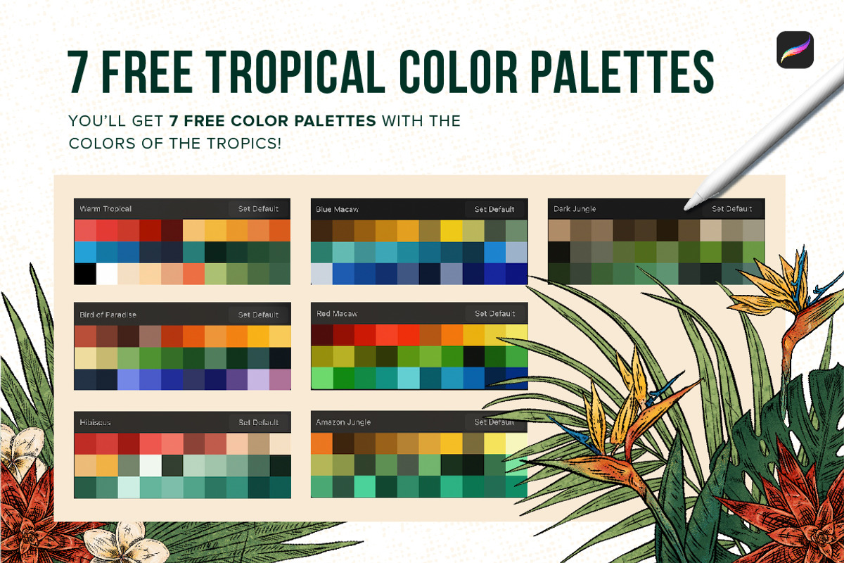 Tropical Stamp Brushes for Procreate, a Brush Add-On by Riveros Illustration (Photo 6 of 14)