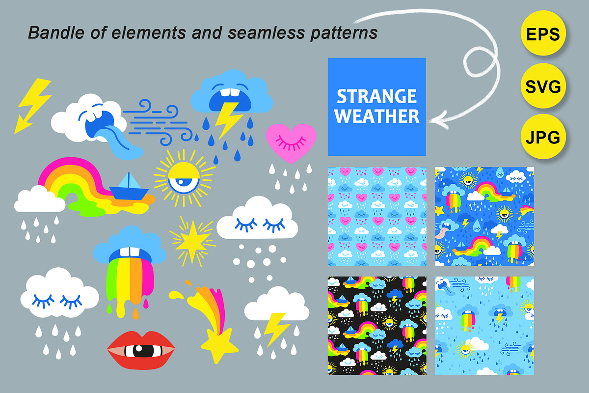 Seamless pattern Strange weather, a Pattern Graphic by Nataliia Toporovska (Photo 2 of 6)