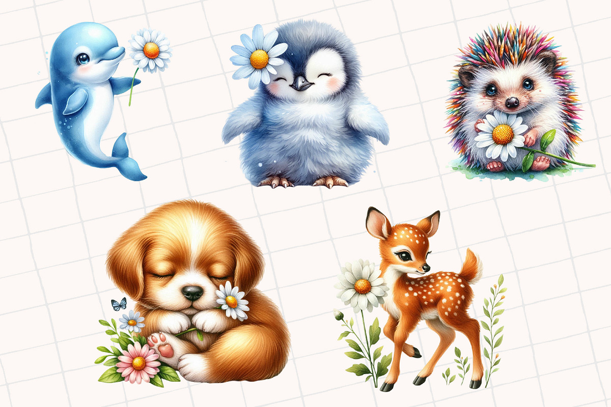 Daisy Flower Animal Clipart, an Illustration by OK Design (Photo 3 of 5)