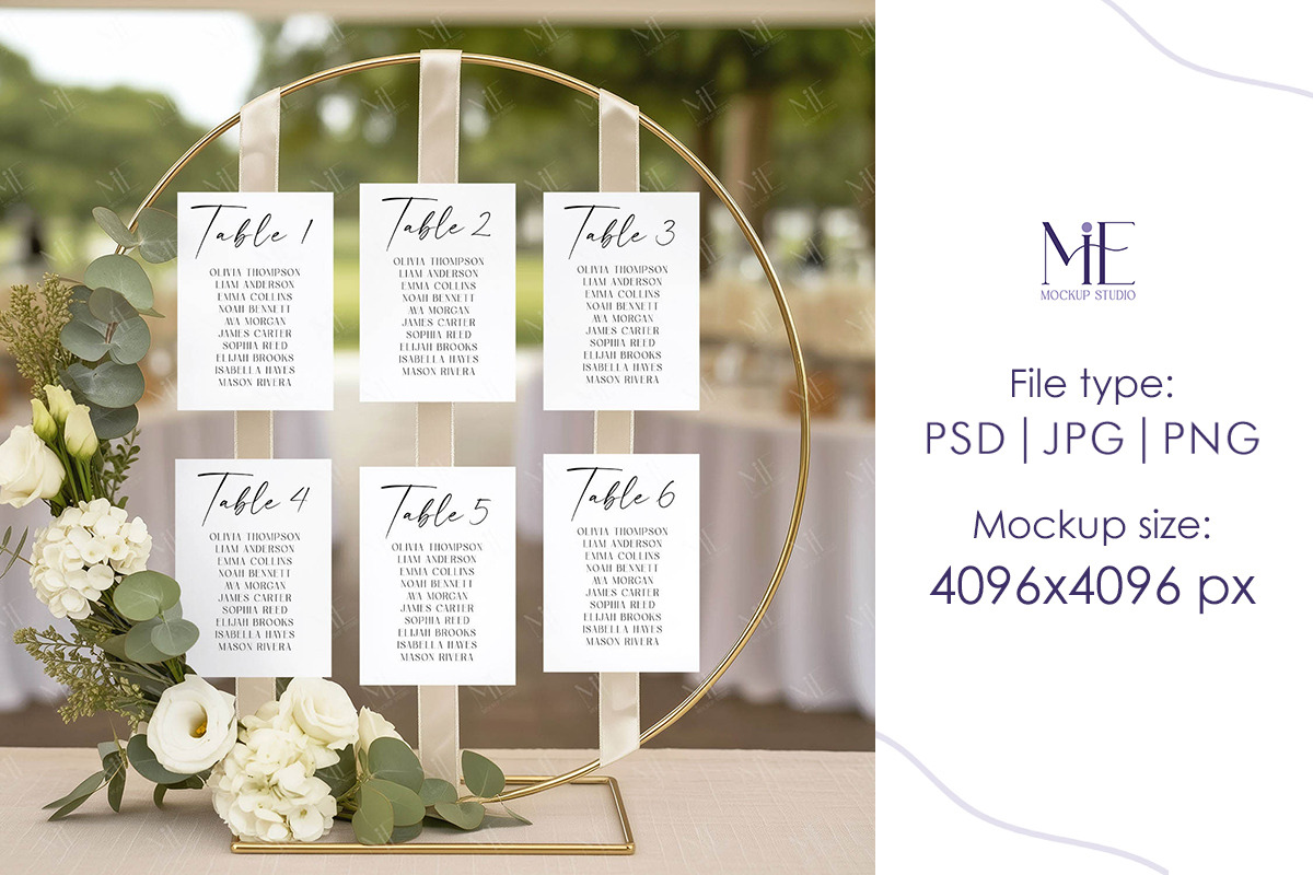 Seating Chart Mockup PSD Canva 5x7, a Mockup by Mie Mockup Studio (Photo 3 of 7)