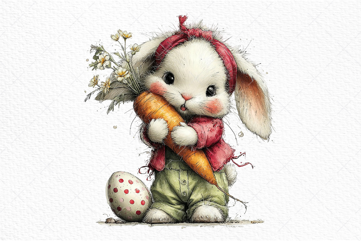 Whimsical Easter Bunny Clipart Png, an Illustration by Craft Nest (Photo 11 of 11)