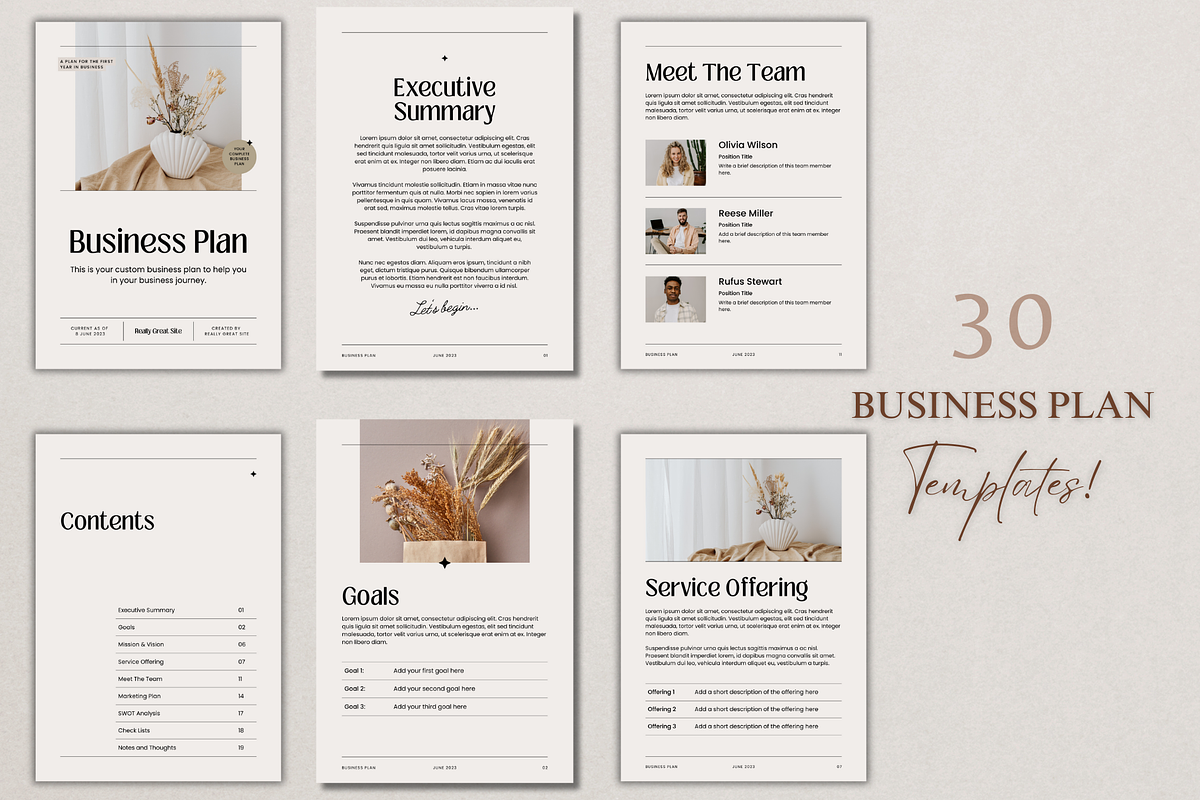 30 Pages Beige Modern Business Plan, a Print Template by TheSimplySereneShop (Photo 2 of 8)