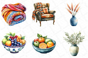 Watercolor Home Decor Clipart Bundle, an Illustration by DreamPrint404 (Thumbnail 7 of 7)