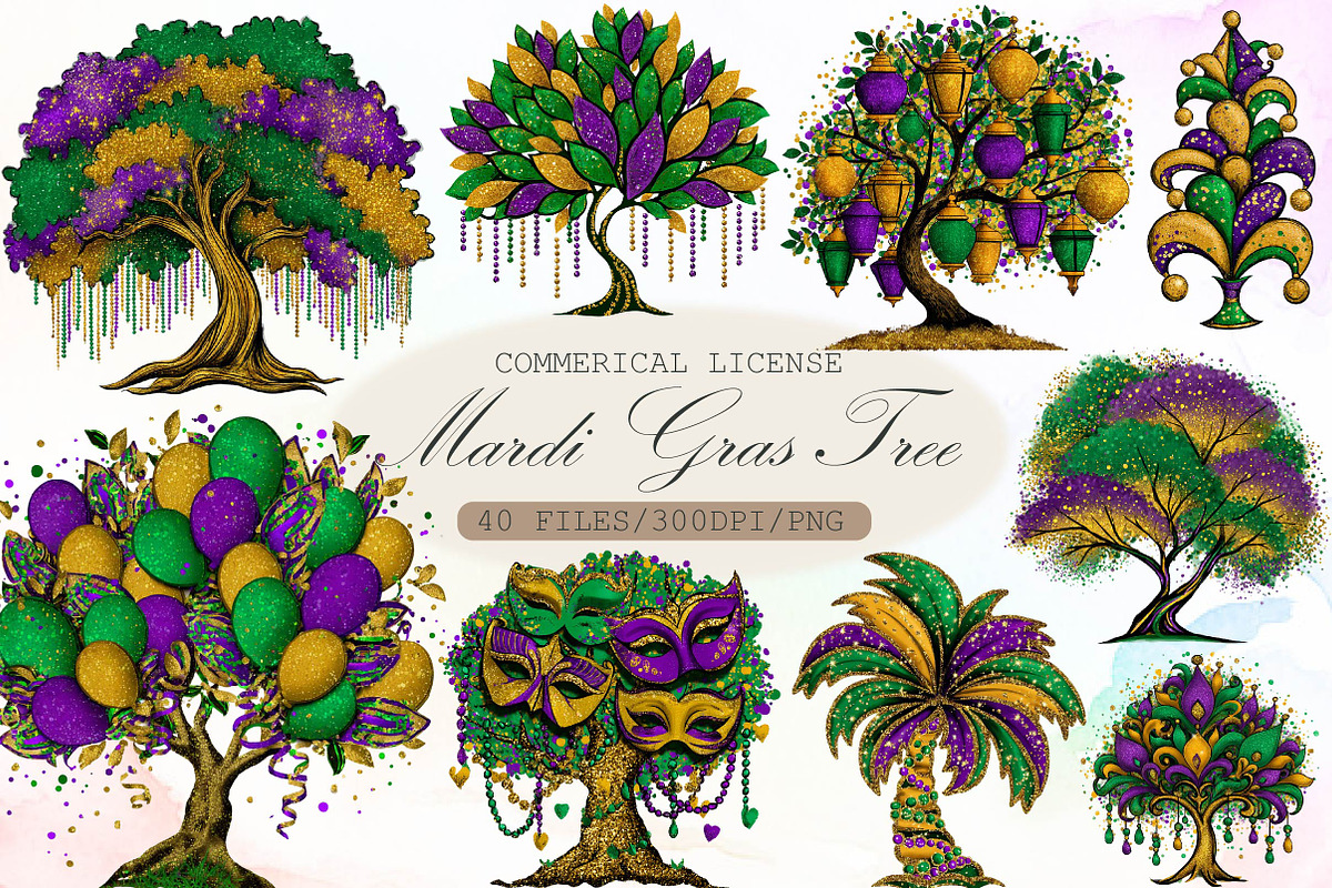 Mardi Gras Tree Clipart, an Illustration by Sublimation Artist (Photo 1 of 6)