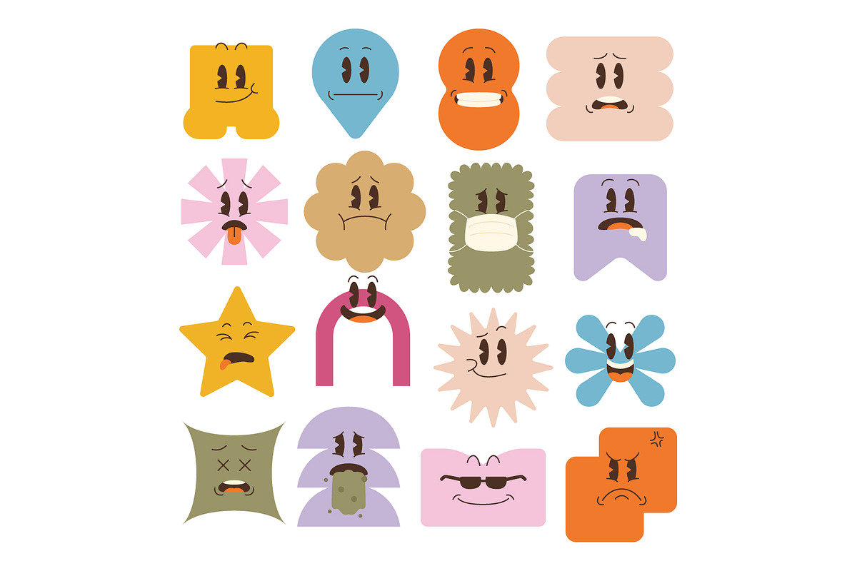 Vintage Retro Cute Emoji sticker, an Object Graphic by Vesvocrea (Photo 6 of 9)