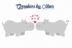 Love Hippos Clipart