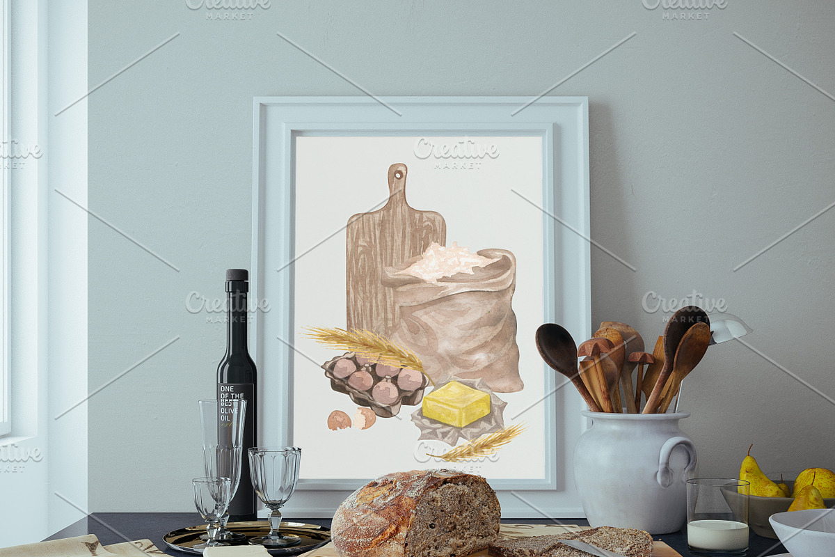 Baking Watercolor Set, a Food Illustration by BarvArt (Photo 2 of 16)