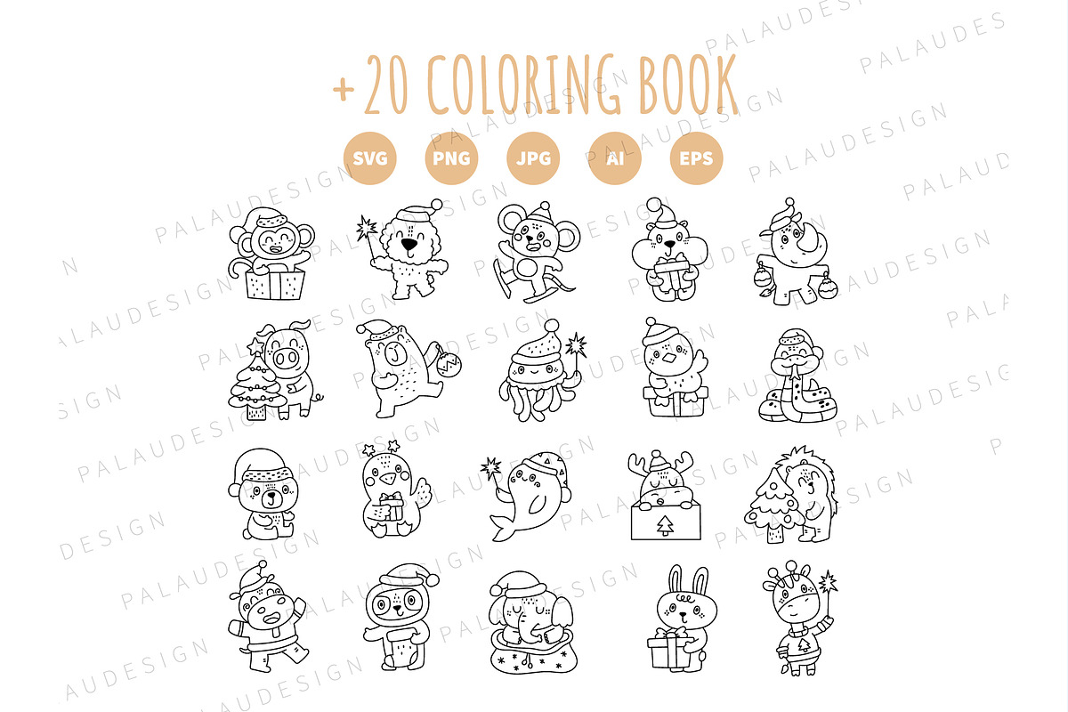 Christmas Animals Clipart Set, a Seasonal Illustration by Palau (Photo 9 of 10)
