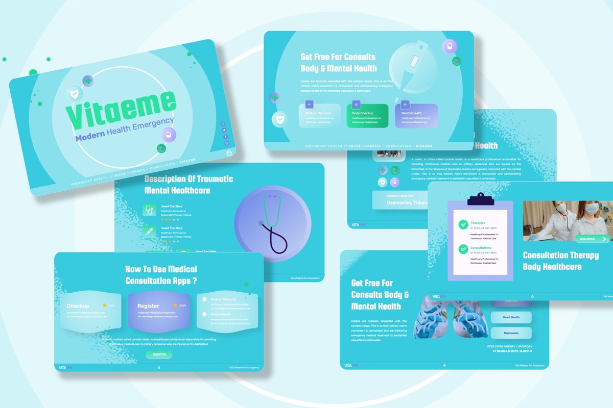 Vitaeme - Modern Health Powerpoint, a Presentation Template by Dhabee (Photo 2 of 8)